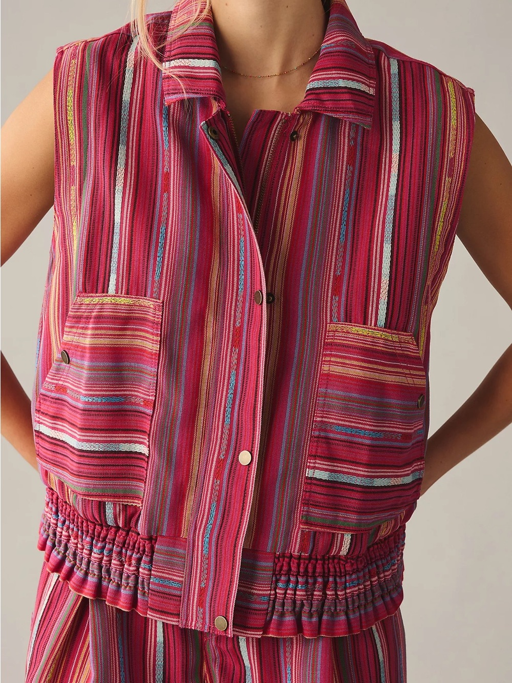 Anthropologie Multi-Stripe Utility Vest